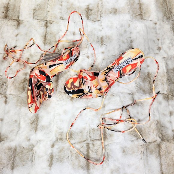 ☆ Cape Robbin Multi Color Strappy Lace-Up 4.5" Clear Block Heels - Picture 14 of 14